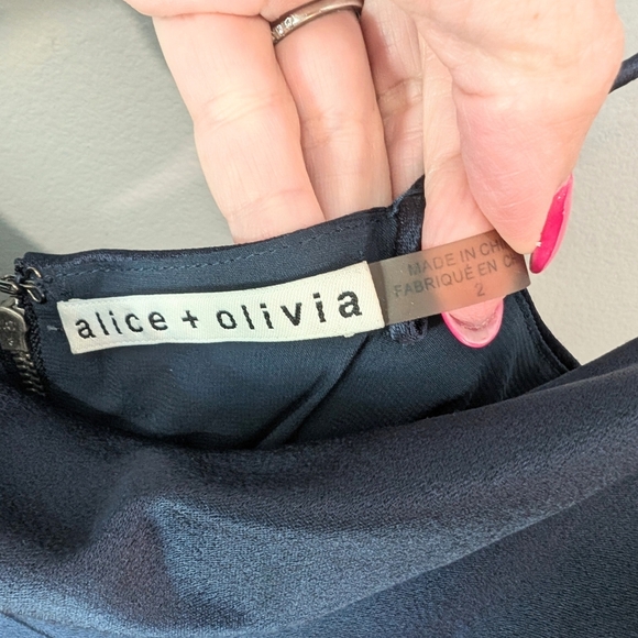 Alice + Olivia Blue Ruched Spaghetti Strap Midi Dress - Picture 4 of 12